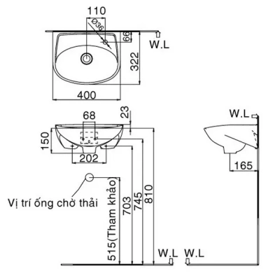 Chậu rửa treo tường Inax L-280V