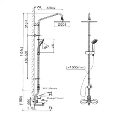 Sen tắm cây nóng lạnh Inax BFV-1115S-2