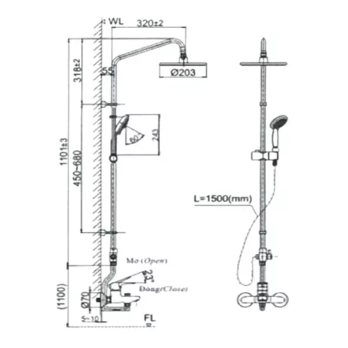 Sen tắm cây nóng lạnh Inax BFV-1115S-2