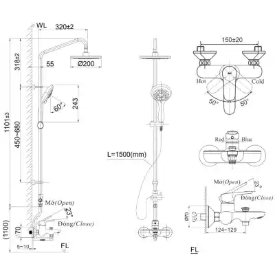 Sen tắm cây nóng lạnh Inax BFV-1405S-2