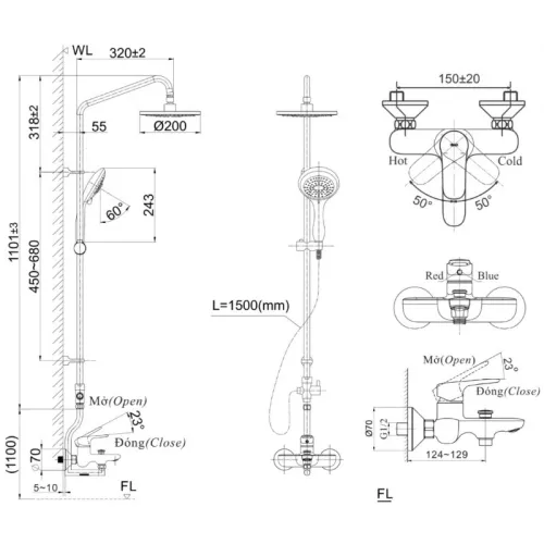 Sen tắm cây nóng lạnh Inax BFV-1405S-2