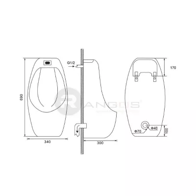 Tiểu Nam Treo Tường Cảm Ứng Rangos RG-8101A