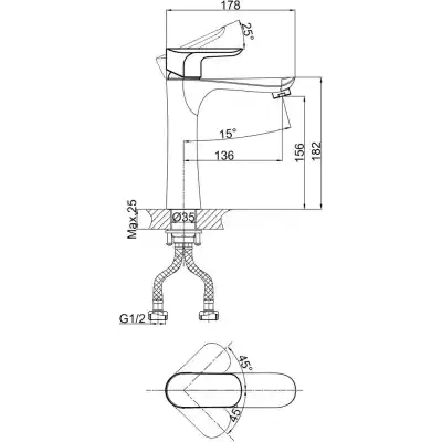 Vòi Lavabo Thân Trung A-Five A5-1626