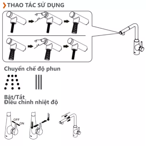 Vòi rửa bát Inax SFV-907SX dây rút nóng lạnh