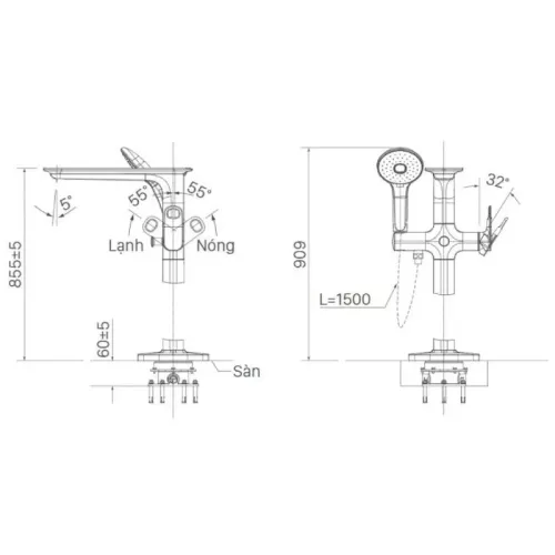 Vòi sen đặt sàn xả bồn tắm Inax BFV-656S